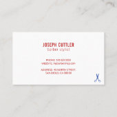 Kapper winkel modern wit blauw rood Visitekaartje (Achterkant)