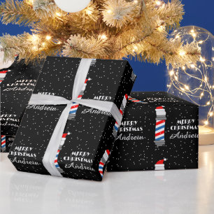 Kapper winkel paal gepersonaliseerde kerst cadeaupapier