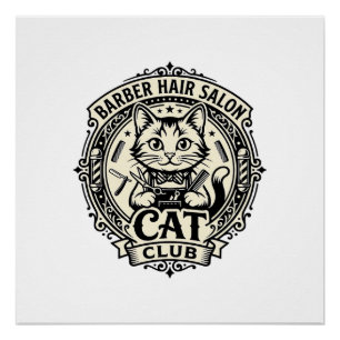 Kappers Salon Kat Grappige Kat Grafisch - Kapper H Perfect Poster
