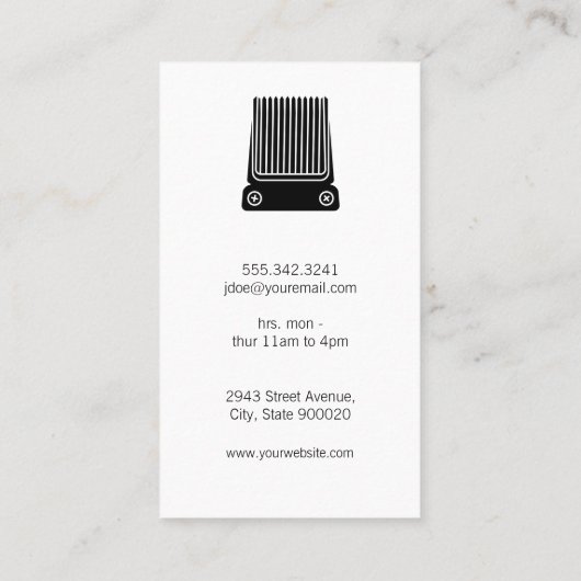 kappersstoel | Haren knipgereedschap Visitekaartje (Achterkant)