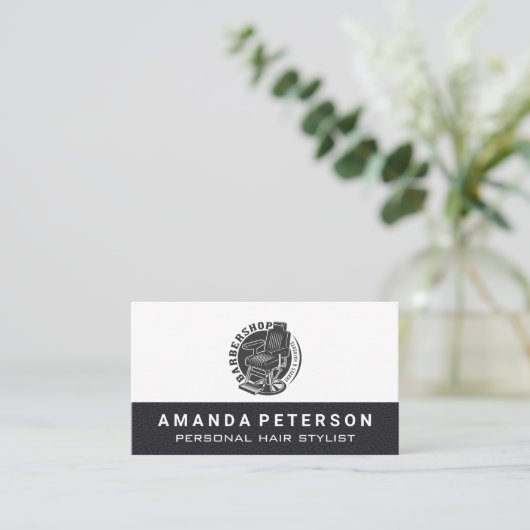 kappersstoel | lederen trim visitekaartje (Staand voorkant)