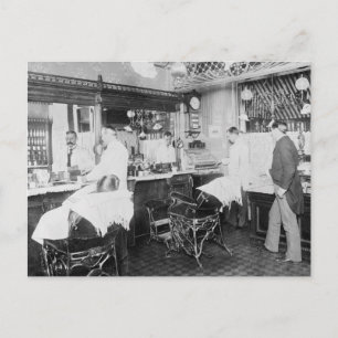 Kapperszaak in New York City, 1895 Briefkaart