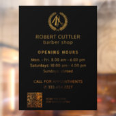 Kapperszaak openingstijden goud zwart logo QR CODE Raamsticker (Vel 2)