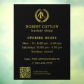 Kapperszaak openingstijden goud zwart logo QR CODE Raamsticker (Vel 3)