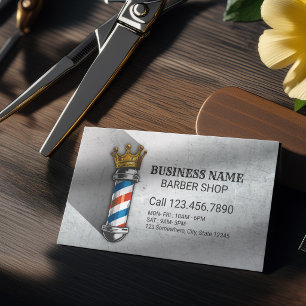 Kapperszaak Royal Crown Barber Pole QR-code Visitekaartje