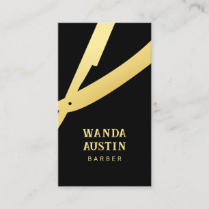 Kapperszaak Zwart en Gouden Scheermes QR-code Visitekaartje
