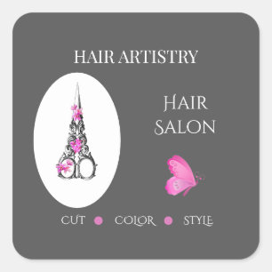 Kapsalon Business Branding Schaar Vierkante Sticker