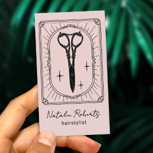 Kapsalon Cute Schaar Doodle Blush Roze Foto Visitekaartje