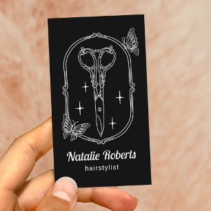 Kapsalon Cute Schaar & Vlinder Doodle Zwart Visitekaartje