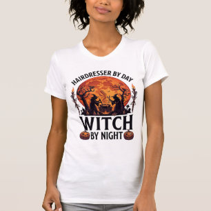 Kapsalon Dag Heks Nacht Halloween Kam Schaar T-shirt