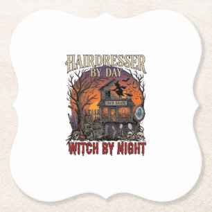 Kapsalon Dag Heks Nacht Halloween Salon Schedels Kartonnen Onderzetters