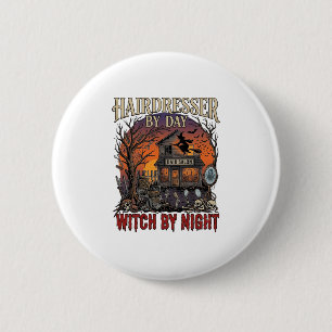 Kapsalon Dag Heks Nacht Halloween Salon Schedels Ronde Button 5,7 Cm