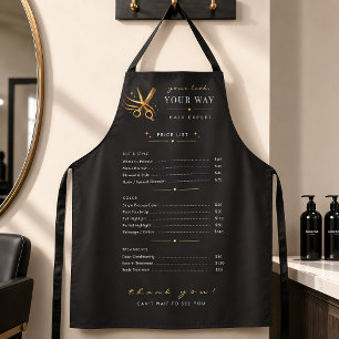 Kapsalon Elegant Zwart Gouden Scharen Aangepast Schort