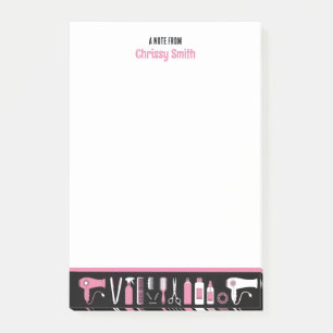 Kapsalon Gepersonaliseerd Roze & Zwarte Kapper Post-it® Notes