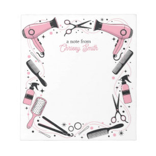 Kapsalon Gepersonaliseerde Roze Sterren & Glitters Notitieblok