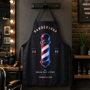 Kapsalon Glanzend Kordaat Blauw Rood Paal Logo Schort