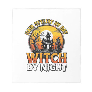 Kapsalon Heks Bij Nacht Vintage Halloween Ontwerp Notitieblok