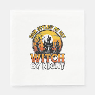 Kapsalon Heks Bij Nacht Vintage Halloween Ontwerp Servet