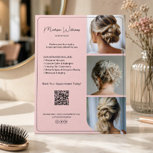 Kapsalon Kapsalon Diensten 3 Foto's QR Roze Flyer
