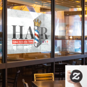 Kapsalon King Crown Herensalon Barberpaal Kappersz Raamsticker