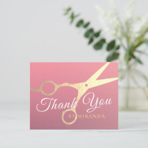 Kapsalon Make-up Salon Modern Roze Gouden Schaar Briefkaart