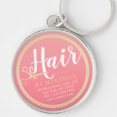 Kapsalon Make-up Salon Modern Roze Gouden Schaar Sleutelhanger (Voorkant)