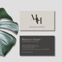 Kapsalon moderne monogram initiaal beige grijs