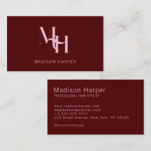 Kapsalon moderne monogram initiaal rood roze