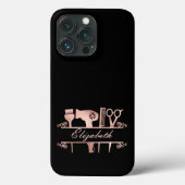 Kapsalon Monogram Rose Goud Kapper  Case-Mate iPhone Case (Achterkant)