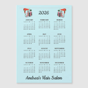 Kapsalon ontwerp 2026 kalender magneetkaart