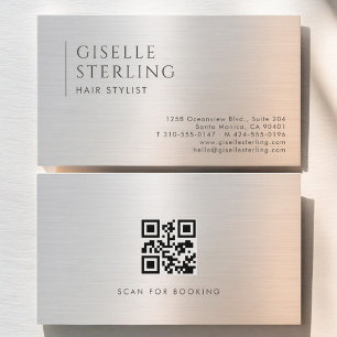 Kapsalon QR-code geborsteld metaal Visitekaartje