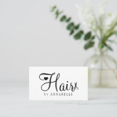 Kapsalon QR-code modern script zwart en wit Visitekaartje (Staand voorkant)