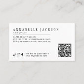 Kapsalon QR-code modern script zwart en wit Visitekaartje (Achterkant)