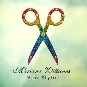 kapsalon regenboog glitterschaar schoonheidssalon raamsticker