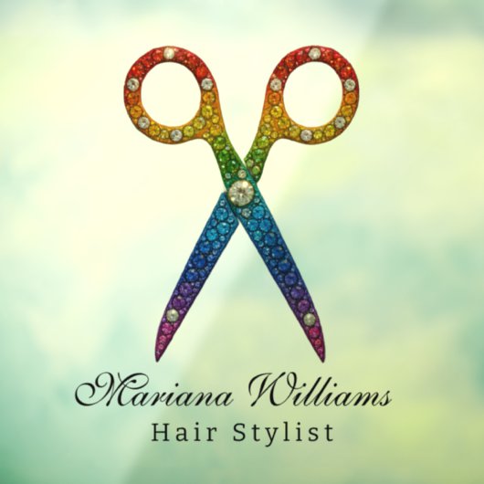 kapsalon regenboog glitterschaar schoonheidssalon raamsticker (Vel 3)