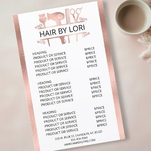 Kapsalon Rose Gold Diensten Prijslijst