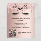 Kapsalon roze goud glitters QR-code Flyer (Voorkant)