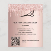 Kapsalon roze gouden glitter prijs QR-code Flyer (Voorkant)