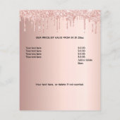 Kapsalon roze gouden glitter QR-code Flyer (Achterkant)