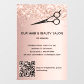Kapsalon roze gouden glitter QR-code Raamsticker (Vel)