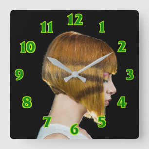 Kapsalon-schoonheidssalon vierkante wandklok klok