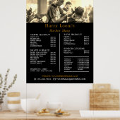 Kapsel, Prijslijstposter voor herenkapper Poster (Keuken)