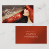 Kapsel Stylist Lang Rood Haar Visitekaartje (Voorkant / Achterkant)