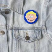 Kapskids Boy Blonde Blue Eyed Face Button Badge (In situ)