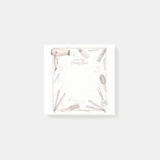Kapster Gepersonaliseerde Roze Kapper Styling Post-it® Notes (Voorkant)