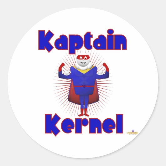 Kaptain Kernel Popcorn Superheld Ronde Sticker (Voorkant)