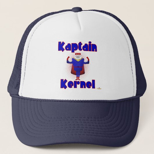 Kaptain Kernel Popcorn Superheld Trucker Pet (Voorkant)