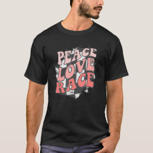 Kar Racing Quote Retro Wave Peace Love Race Checke T-shirt