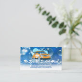 Kar was zeepbellen en waterslang visitekaartje (Staand voorkant)