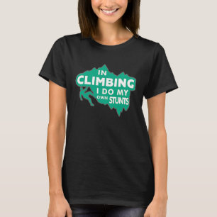Karabiner beklimt in het klimmen ik doe mijn eigen t-shirt